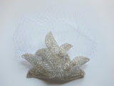 White Hand Beaded Birdcage Veil- Bridal Hair Accessory