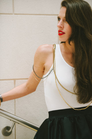 Hematite and Brass Bib necklace