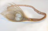 Rose Gold Metallic Headband with Bleached Peacock Feather- Hair Accessory