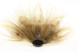 Bleached Peacock Feather Hair Clip With Vintage Medallion - Hair Accessory