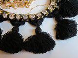 Pom Pom w Wrapped Crystal Chain Necklace