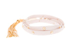 Blush Pink Leather Studded Triple Wrap Tassel Bracelet