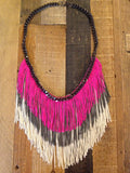 Neon Fringe and Chain Necklace