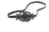 Midnight Blue Hand Appliqued Adjustable Headband- Hair Accessory