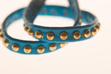 Electric Blue Leather Studded Headband