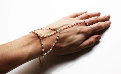 Pearl Hand Chain- ring, bracelet combination