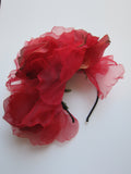 Red Floral Fascinator Headband- Hair Accessory