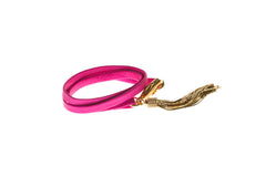Neon Pink Tripple Wrap Bracelet with Art Deco Tassel