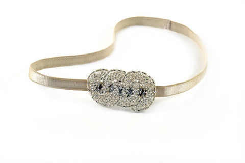 Silver and Cream Celtic Knot Beaded Applique Headband- Hair Accessory