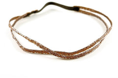 Smoky Brown Bugle Bead Double Banded Headband - Hair Accessory