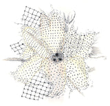 Silk Organza Black Flocked Polka-dot Hair Flower/Brooch