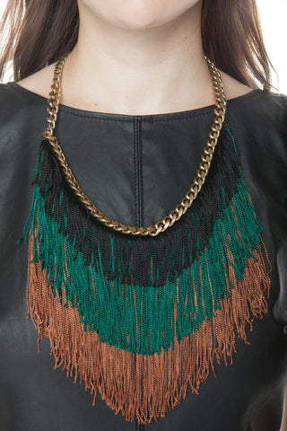 Earth Tone Fringe and Chain Necklace